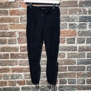 Black Denim Distressed Skinny Jeans